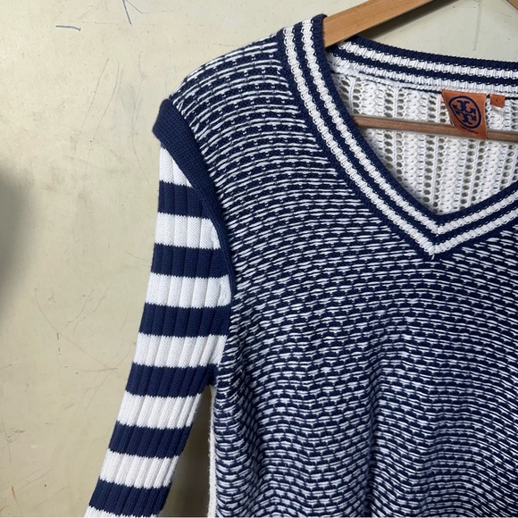 Tory Burch Alarice V Neck Cotton Sweater Size Large - Picture 8 of 8